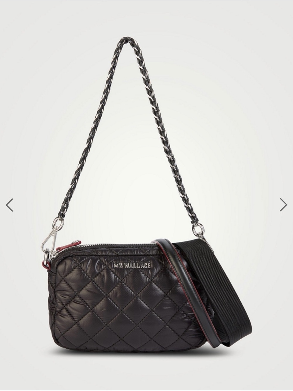 MZ Wallace Black Quilted Nylon Crossbody Pouch